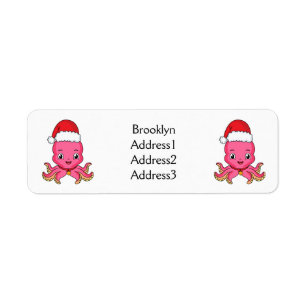 Cute happy octopus wearing Christmas hat cartoon