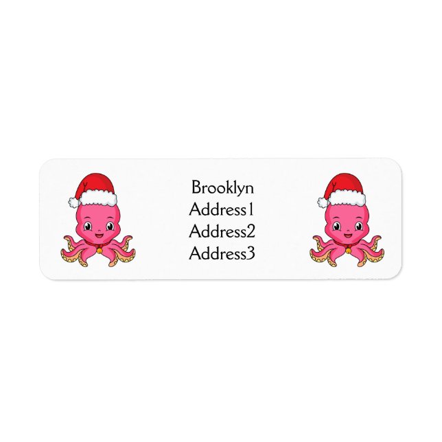 Cute happy octopus wearing Christmas hat cartoon (Front)