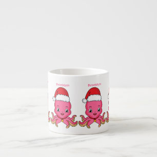 Cute happy octopus wearing Christmas hat cartoon Espresso Cup