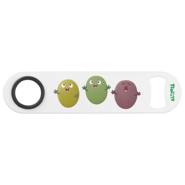 Cute happy olives singing cartoon (Front (Horizontal))