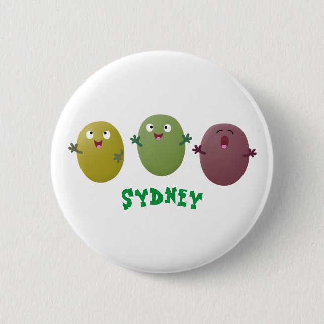 Cute happy olives singing cartoon 6 cm round badge (Front)