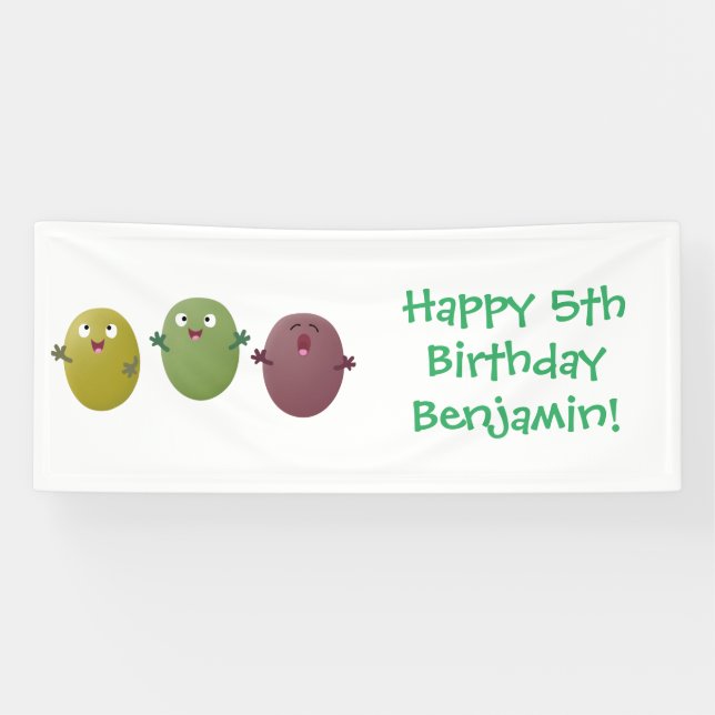 Cute happy olives singing cartoon banner (Horizontal)