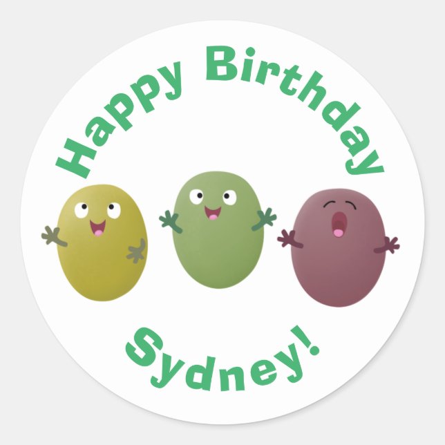 Cute happy olives singing cartoon classic round st classic round sticker (Front)