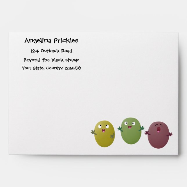 Cute happy olives singing cartoon envelope (Front)
