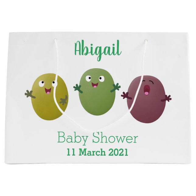 Cute happy olives singing cartoon large gift bag (Front)