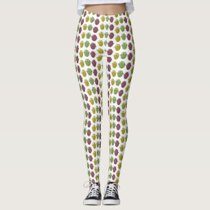 Cute happy olives singing cartoon leggings