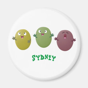 Cute happy olives singing cartoon magnet
