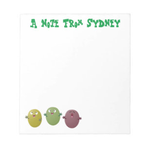Cute happy olives singing cartoon notepad
