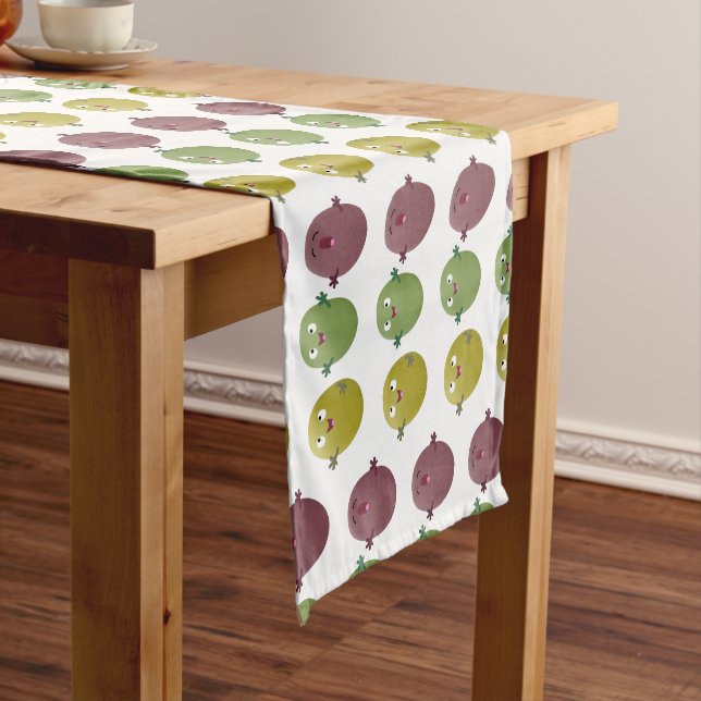 Cute happy olives singing cartoon short table runner (In Situ)