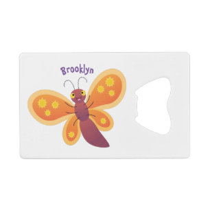 Cute happy orange butterfly cartoon illustration