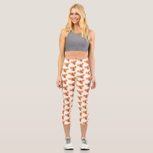 Cute happy orange butterfly cartoon illustration capri leggings