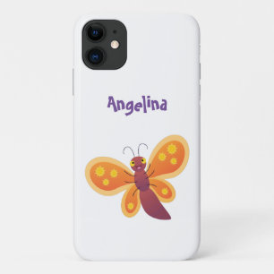 Cute happy orange butterfly cartoon illustration Case-Mate iPhone case