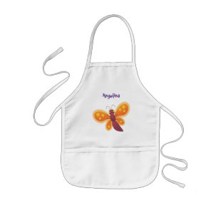 Cute happy orange butterfly cartoon illustration kids apron