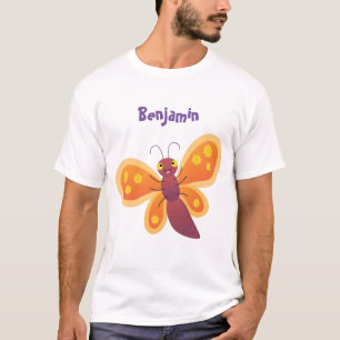 Cute happy orange butterfly cartoon illustration T-Shirt