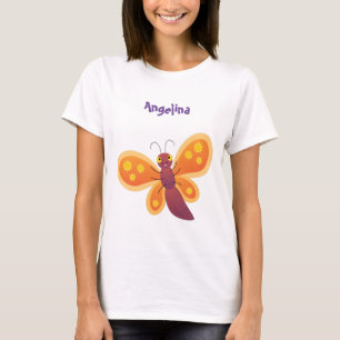 Cute happy orange butterfly cartoon illustration T-Shirt