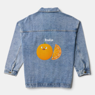 Cute happy orange citrus fruit cartoon denim jacket