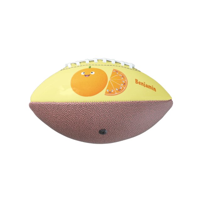 Cute happy orange citrus fruit cartoon football (Rotated 270)