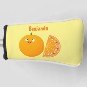 Cute happy orange citrus fruit cartoon golf head cover