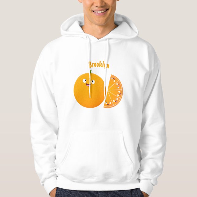 Cute happy orange citrus fruit cartoon hoodie (Front)