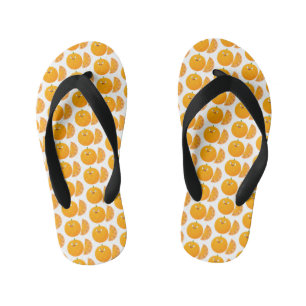 Cute happy orange citrus fruit cartoon kid's jandals