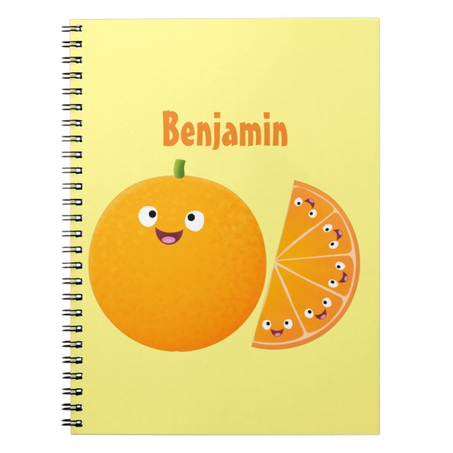 Cute happy orange citrus fruit cartoon notebook (Front)
