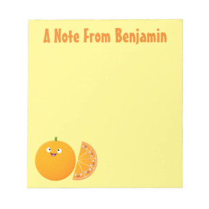 Cute happy orange citrus fruit cartoon notepad