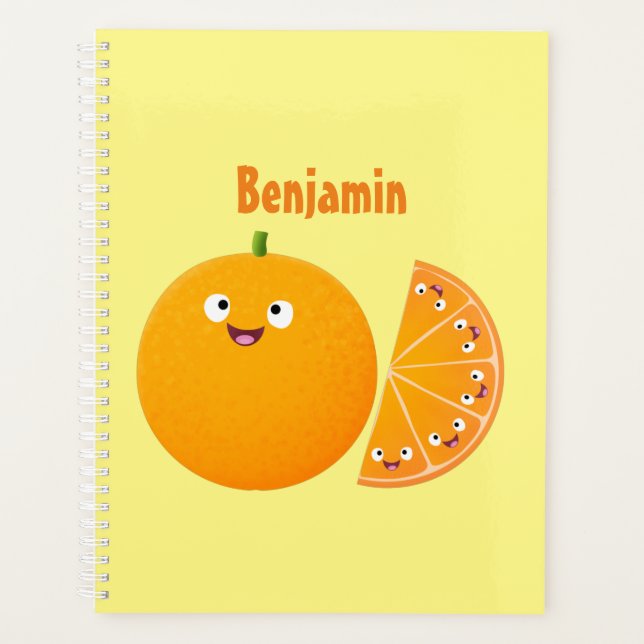 Cute happy orange citrus fruit cartoon planner (Front)