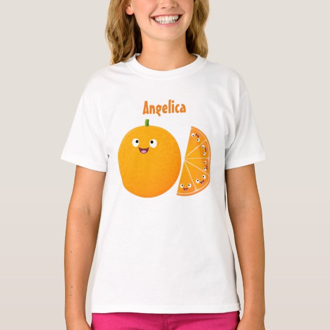 Cute happy orange citrus fruit cartoon T-Shirt (Front)