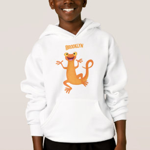 Cute happy orange dancing newt