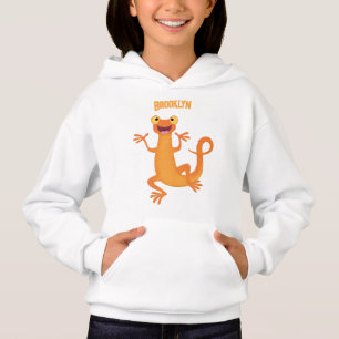 Cute happy orange dancing newt