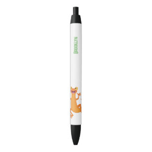 Cute happy orange dancing newt black ink pen