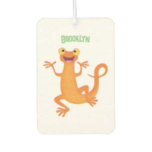 Cute happy orange dancing newt car air freshener