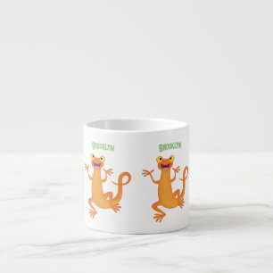 Cute happy orange dancing newt espresso cup