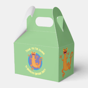 Cute happy orange dancing newt favour box