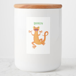 Cute happy orange dancing newt food label