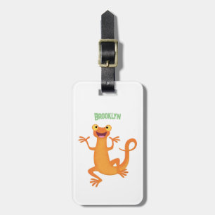Cute happy orange dancing newt  luggage tag