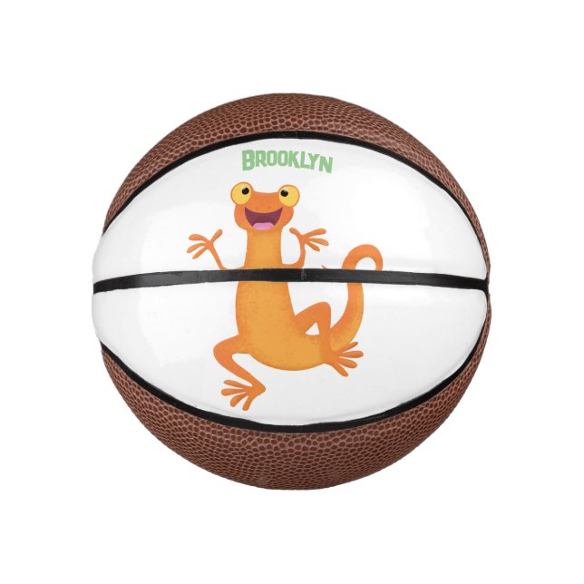 Cute happy orange dancing newt mini basketball (Front)