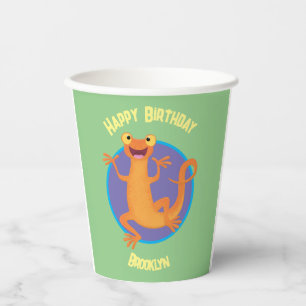 Cute happy orange dancing newt  paper cups