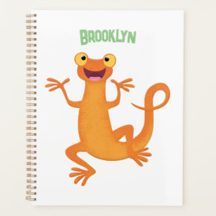 Cute happy orange dancing newt planner