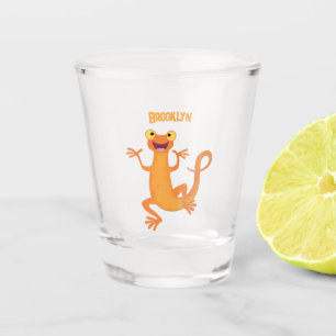 Cute happy orange dancing newt shot glass