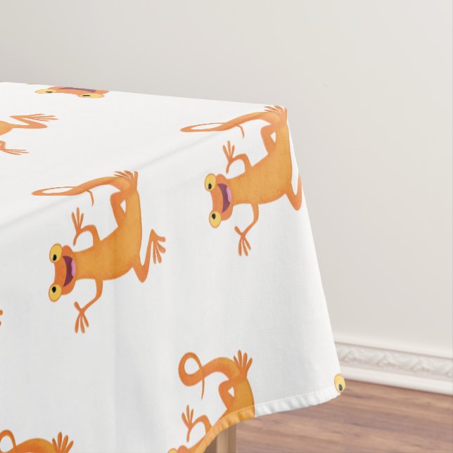 Cute happy orange dancing newt tablecloth (In Situ)
