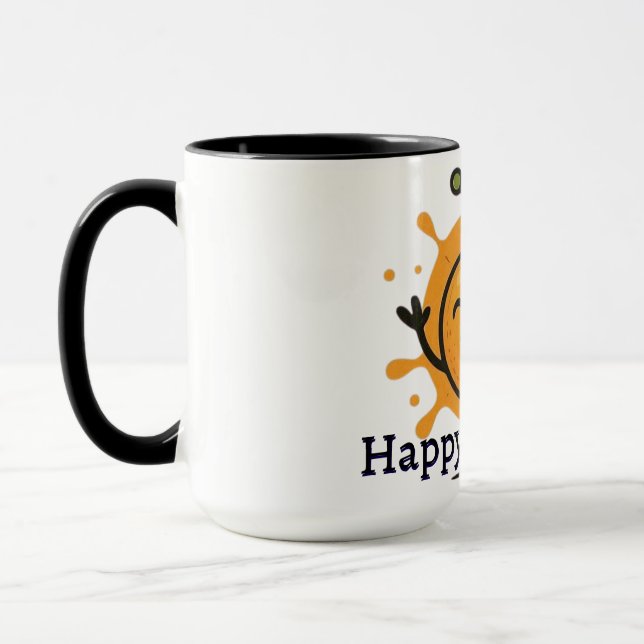 Cute Happy Orange Fruit Character 🍊 Mug (Left)