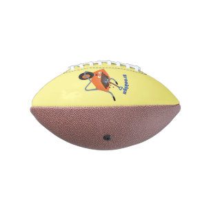 Cute happy orange wheelbarrow cartoon illustration football
