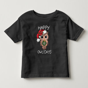 Cute Happy Owlidays Christmas Owl Green Toddler T-Shirt