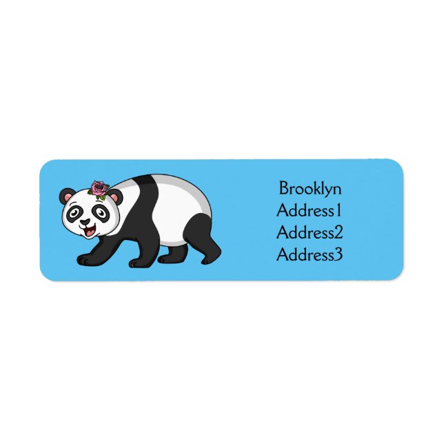 Cute happy panda bear with flower cartoon (Front)