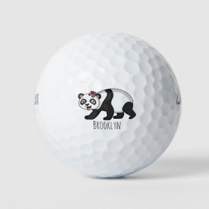 Cute happy panda bear with flower cartoon golf balls
