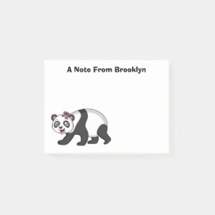 Cute happy panda bear with flower cartoon  post-it notes
