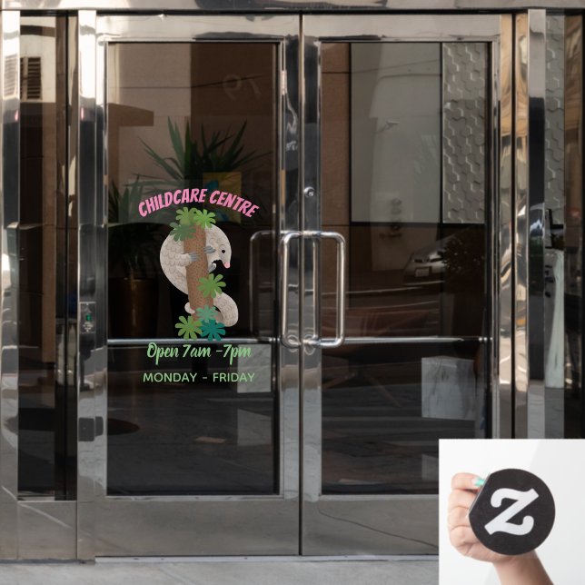 Cute happy pangolin anteater illustration (Office Door)