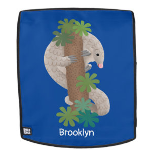 Cute happy pangolin anteater illustration backpack