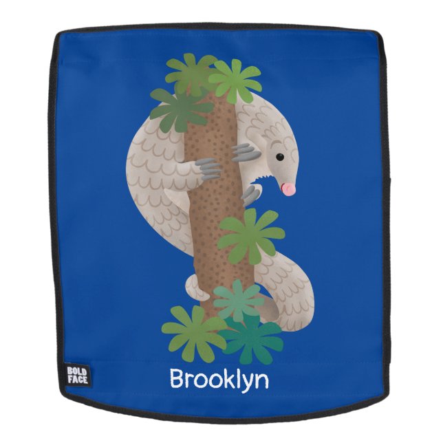 Cute happy pangolin anteater illustration backpack (Removable Face)